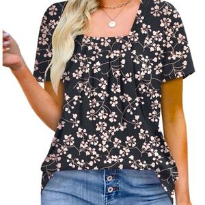 Floral Black and Pink Women's Top